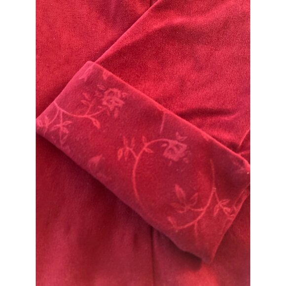 Sag Harbor Velvet Blazer Womens Size 8 Jacket Burgundy Floral Cuffs Open Front - Picture 3 of 6
